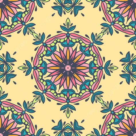 Damask Seamless Pattern Oriental Tiles With Floral Motif Background