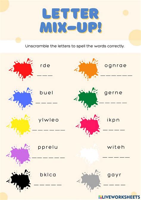Spellingcolour Worksheet Color Activities Worksheets For Kids