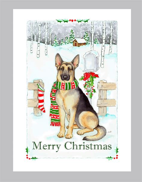 German Shepherd Dog Christmas Cards Box Of 16 Cards And Etsy