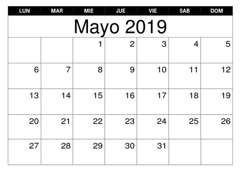 Calendario Mayo Para Imprimir Mensual 2019 Desktop Calendar