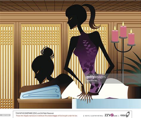 Young Woman Receiving Massage From Massage Therapist High Res Vector
