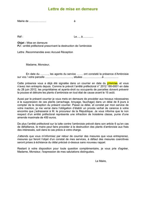 Lettre De Mise En Demeure DOC PDF Page Sur