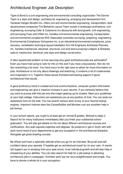 Architectural Engineer Job Description