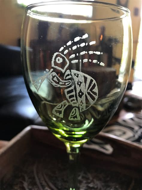 Engraved Kokopelli Turtle Wine Glassengraved Turtle Wine Etsy Tribal Turtle Kokopelli Wine