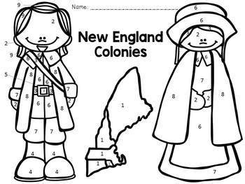 Print coloring page download pdf. 13 Colonies - New England Colonies - Color-By-Number by JH ...