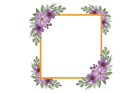 Square Frame With Purple Flower Border Graphic By Setyawati Elis Creative Fabrica