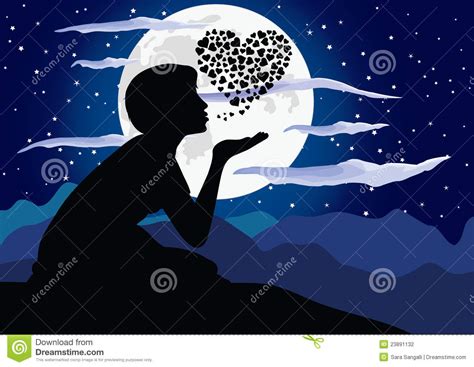 Girl Blowing Kiss Silhouette Stock Vector Illustration