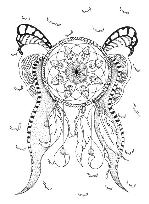 Dream Catcher Tattoos Drawings Sketch Coloring Page