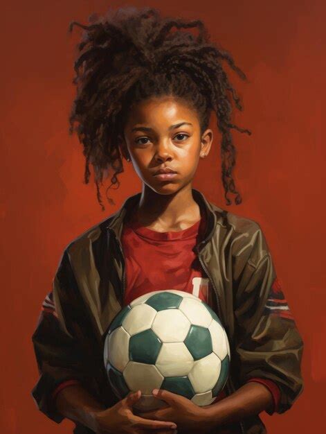 Premium Ai Image A Black Girl Holding A Soccer Ball