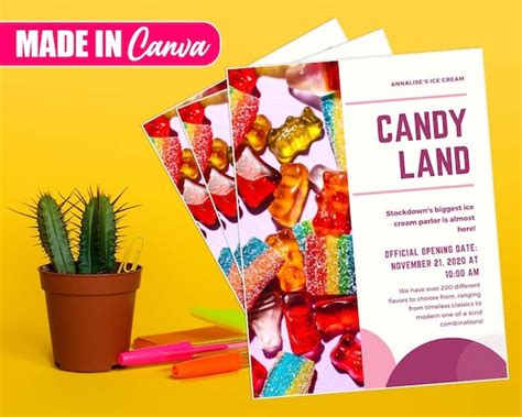 Candy Land Flyer Diy Canva Candy Land Flyer Template Etsy