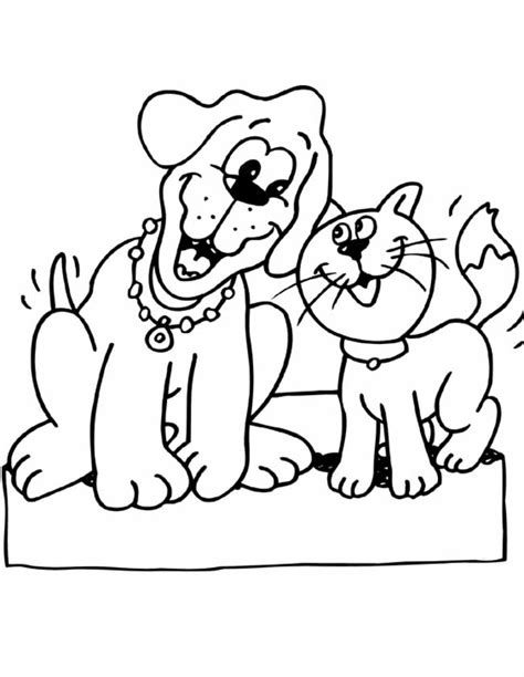 Kleuren.nu vrolijke hond en poes kleurplaten