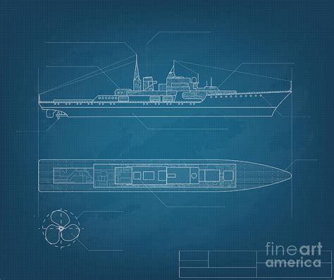 Blueprint Ship Digital Art By Cornflower Fine Art America