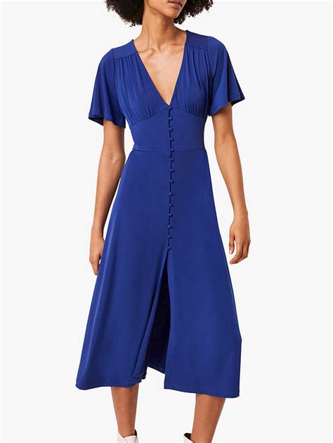 French Connection Jersey V Neck Midi Dress Clement Blue At John Lewis