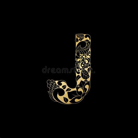 Golden Ornamental Alphabet Letter J Font Stock Vector Illustration Of