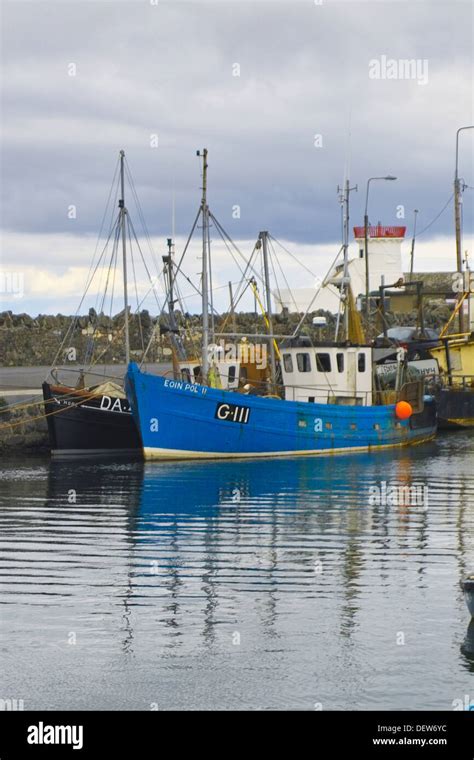 Small Fishing Vessels In Balbriggan Harbour Co Dublin Ireland Stock