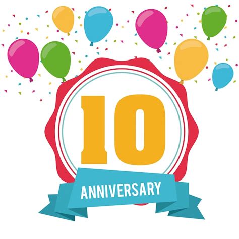 10 años celebrando el aniversario vector premium