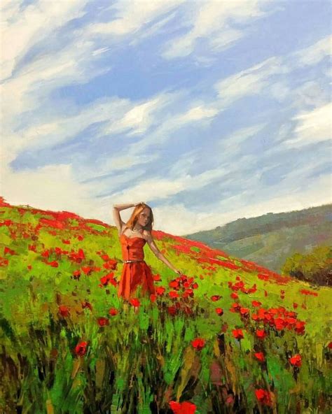 Among The Poppies X Oil By Https Deviantart Rooze On