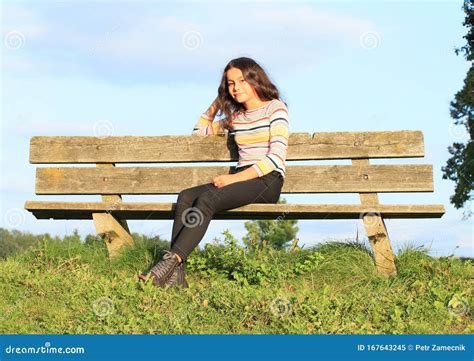 Little Girl On Bench Stock Image Image Of Young Sitting 167643245