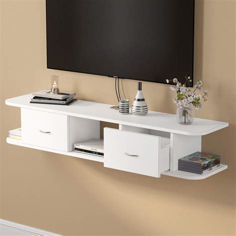 Buy Tribesigns Floating Tv Shelf White Wall Ed Media Tv Stand Console