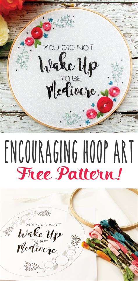 Positive Floral Embroidery Hoop Art Embroidery Flowers Pattern