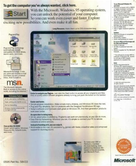 Ms Windows95 Upgrade Pc Cd Classic Desktop Graphic Interface Os