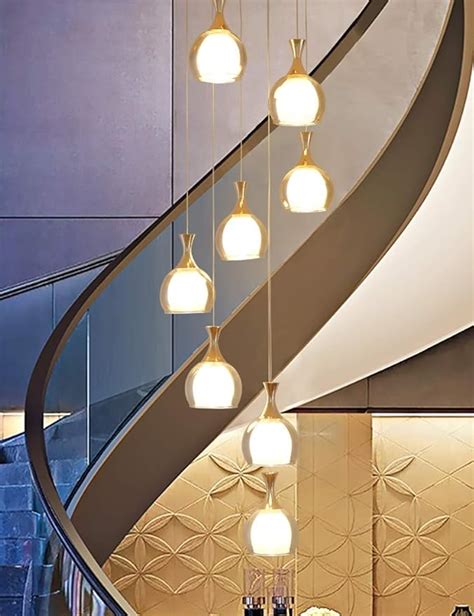 Modern Creative Staircase Chandelier Villa Double Glazed Chandelier