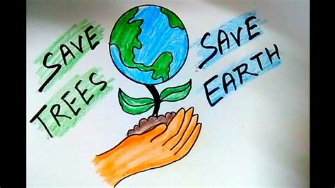 How To Draw Save Earth Drawing Earth Day Drawing Poster For Kids