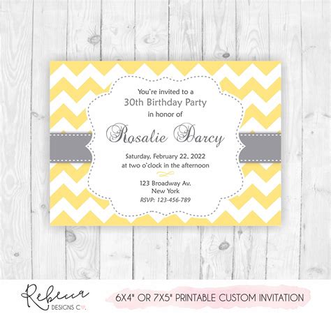 Yellow Birthday Invitation Yellow Party 21st Birthday 30th Etsy