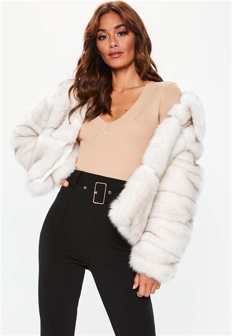 White Premium Cropped Faux Fur Jacket Fur Coat Outfit White Fur Coat