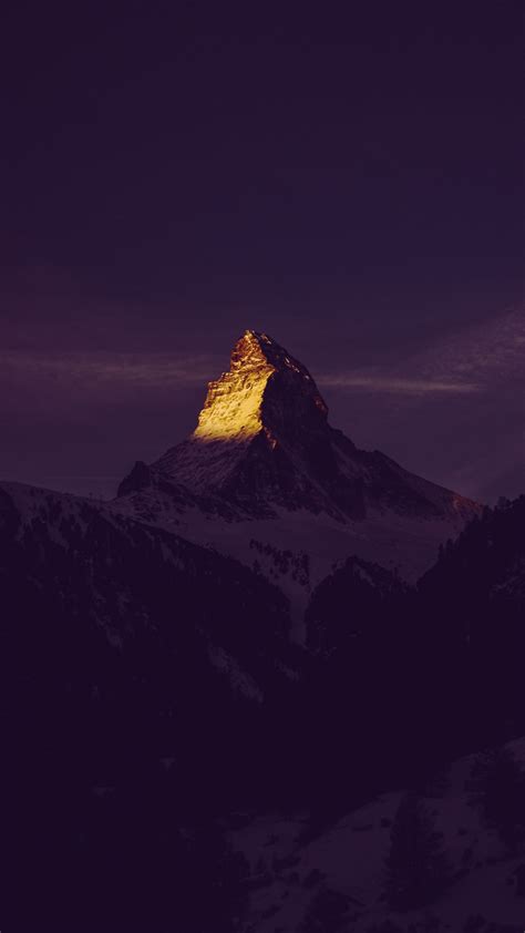 Download Wallpaper 1350x2400 Mountain Peak Sunset Twilight Dark