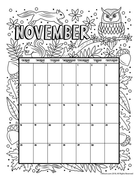 November 2018 Calendar Page Word Excel Template Cuadernos Noviembre