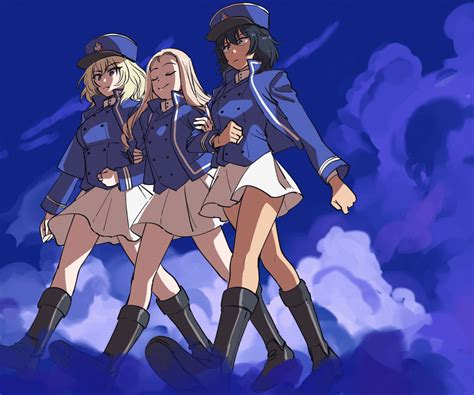 Andou Oshida And Marie Girls Und Panzer And 2 More Drawn By