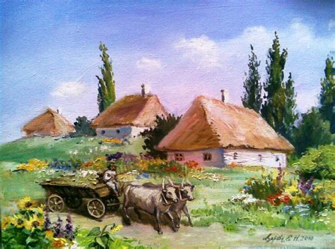Натиснiть на зображення для збiльшення. Село. 2010. Олена Азарова. Україна. | Малюнок, Малюнки ...