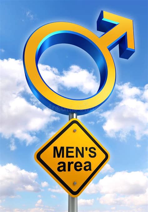 Male Symbol Road Sign With Mens Area Text Stock Illustration
