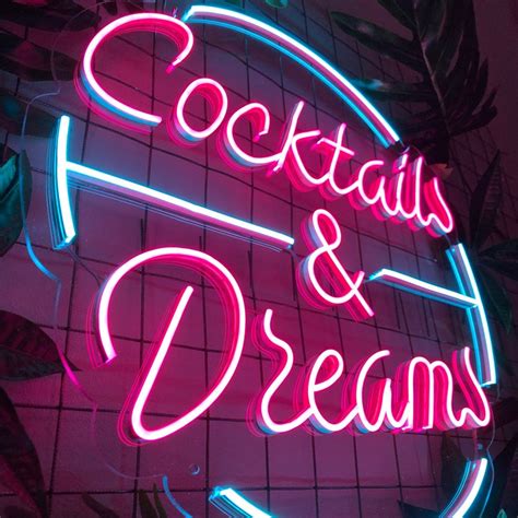 Cocktails And Dreams Led Neon Sign Bar Neon Sign Wall Etsy