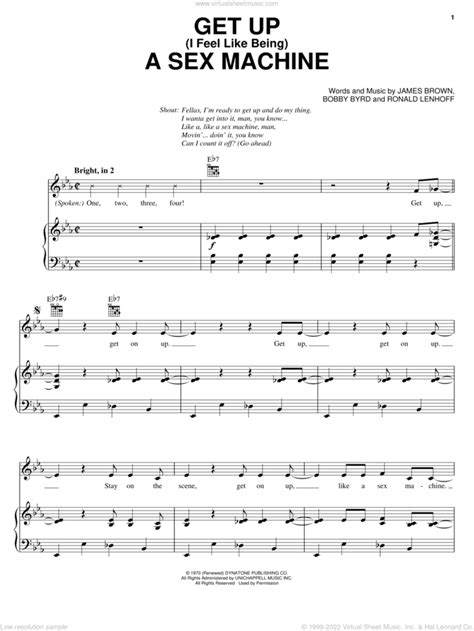 Get Up I Feel Like Being A Sex Machine Sheet Music For Voice Piano Or Guitar