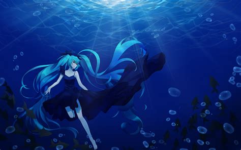 Download 1920x1200 Wallpaper Hatsune Miku Underwater Long Hair
