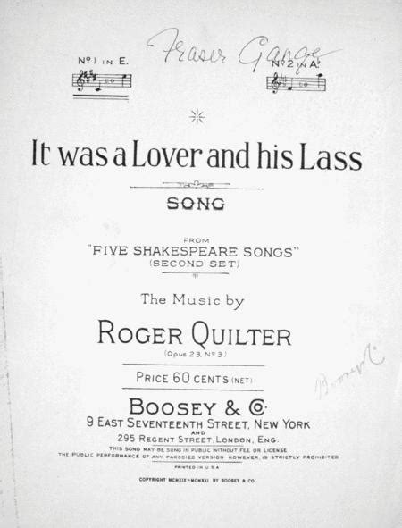 I Was A Lover And His Lass Song By Roger Quilter 1877 1953 Digital Sheet Music For