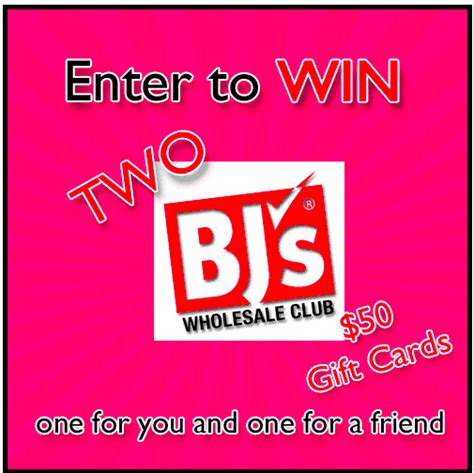 You wiull get a $25 gift card and pay only. Win (2) $50 BJ's Wholesale Club Gift Cards 1 To Keep & 1 ...