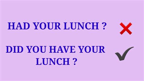 Had Your Lunch Did You Have Your Lunch English Learning Bright Simple