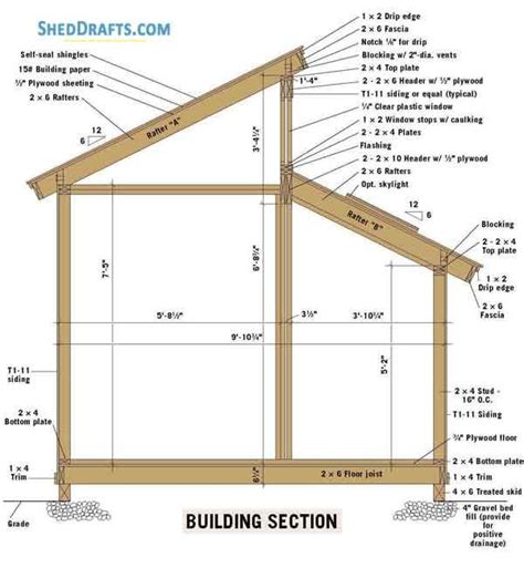 10x10 Clerestory Shed Plans Blueprints 01 Building Section Wood Shed