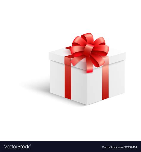 White Gift Box With Red Ribbon And Bow Royalty Free Vector