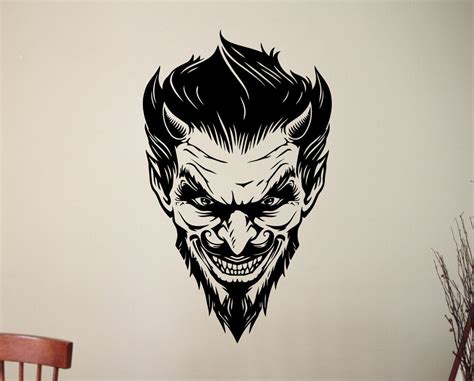 Demons Face Vinyl Decal Devil Wall Sticker Horror Art Bedroom Monster