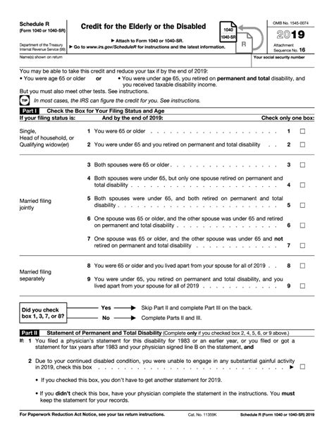 2019 Form Irs 1040 Schedule R Fill Online Printable Fillable Blank