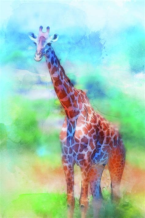 Giraffe Watercolor 01 Painting By Am Fineartprints Fine Art America