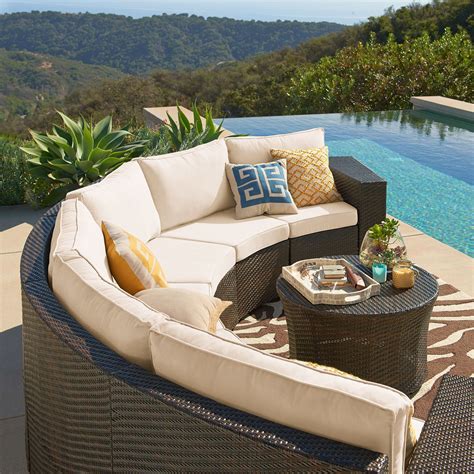 Patio furnishings have come a long way since the plastic folding chair days, and you can now complement your home's interior furnishings with comfortable when you partner with us, you can select from outdoor patio furniture options that are casual, elegant, or somewhere in between. Go configure. This crescent-shaped modular Ciudad outdoor ...