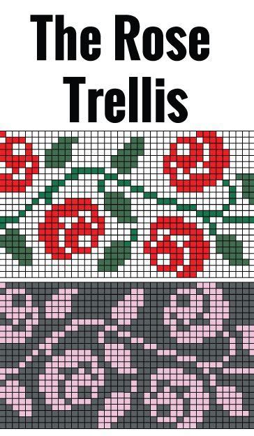Rose Trellis Knitting Chart Intarsia Rose Pattern Intarsia Patterns