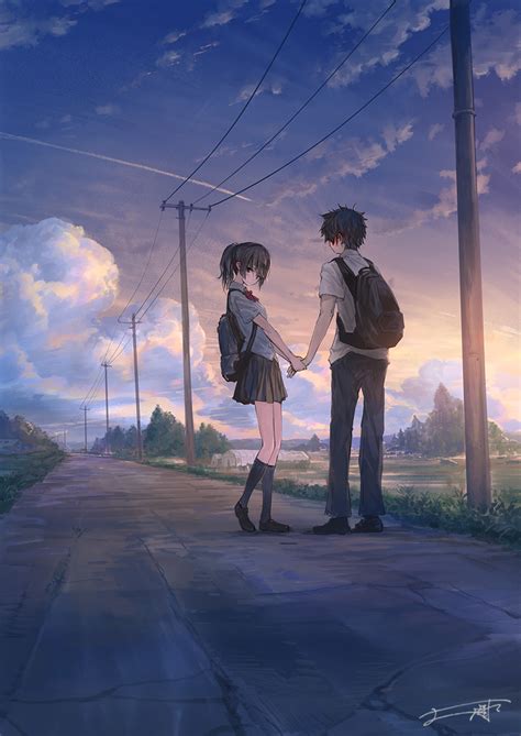 Walking Home Original Anime Couples Anime Anime Scenery