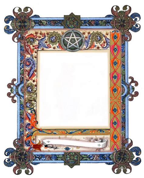 Illuminated Pentacle Border Page By Grim Scrapbook Art Journal Book