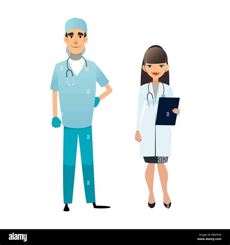 Doctor And Nurse Team Cartoon Medical Staff Medical Team Concept